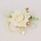 White 2 Silk Rose 4" Wrist Corsages with Pearls Artificial Flowers Wedding